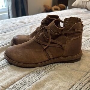 Born Brown Suede Ankle Booties with Crepe Sole